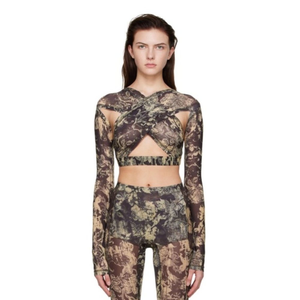 NWOT KNWLS Anti Cross Over Blouse in Black and Green